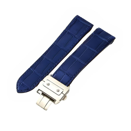 Leather Strap - For Cartier Santos 100 - Blue
