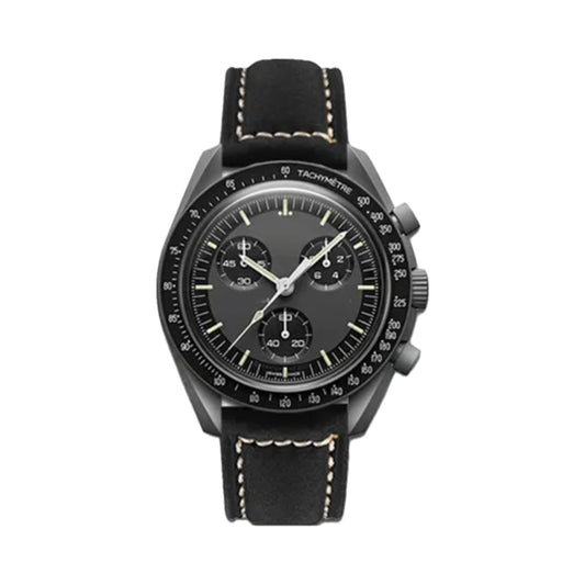 Leather Strap for MoonSwatch - Black