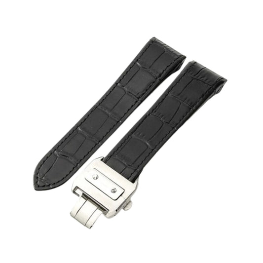 Leather Strap - For Cartier Santos 100 - Black