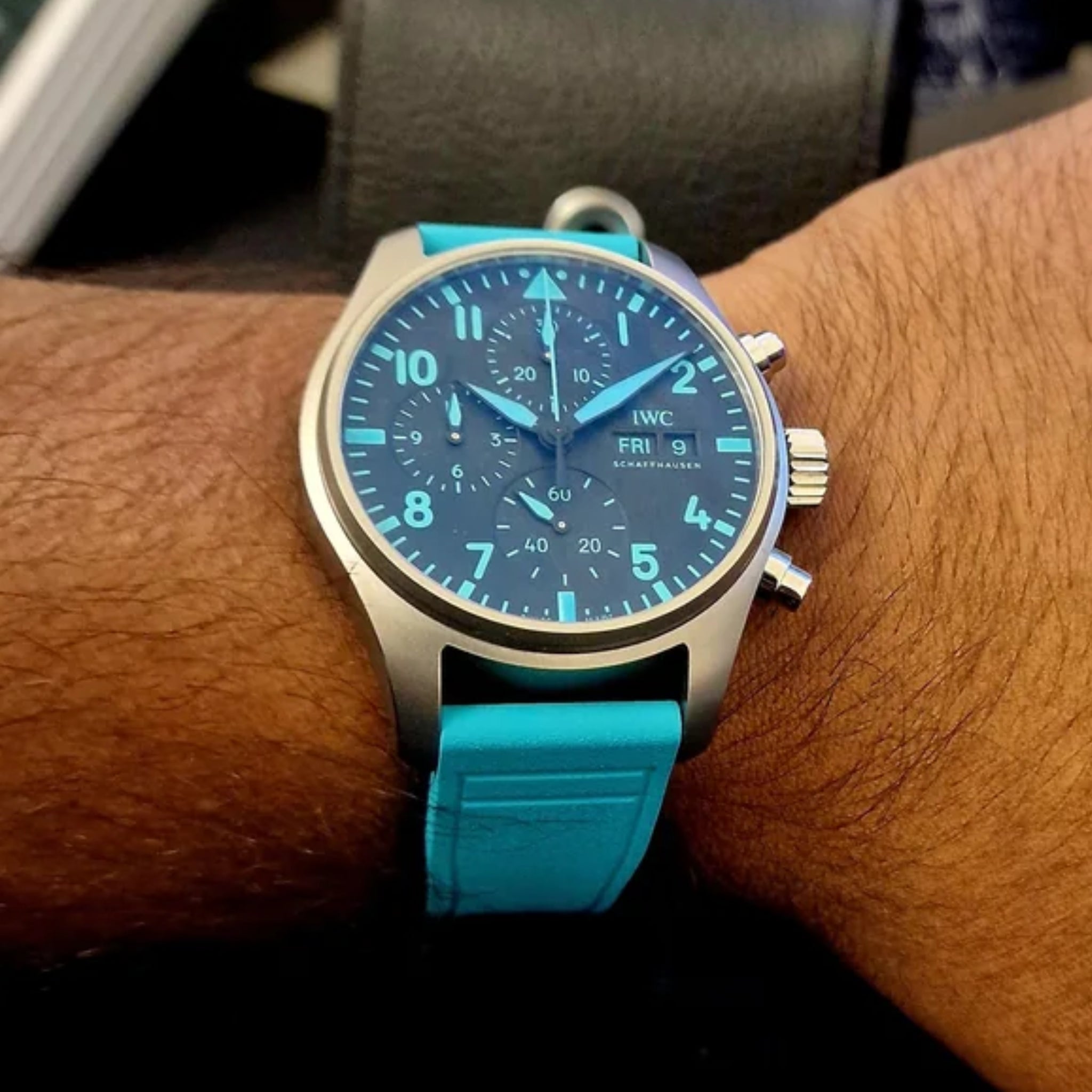 FKM Rubber Strap - For IWC Portugieser/Aquatimer/All Pilot Models/Portugieser/Portofino - Turquoise - Helvetus