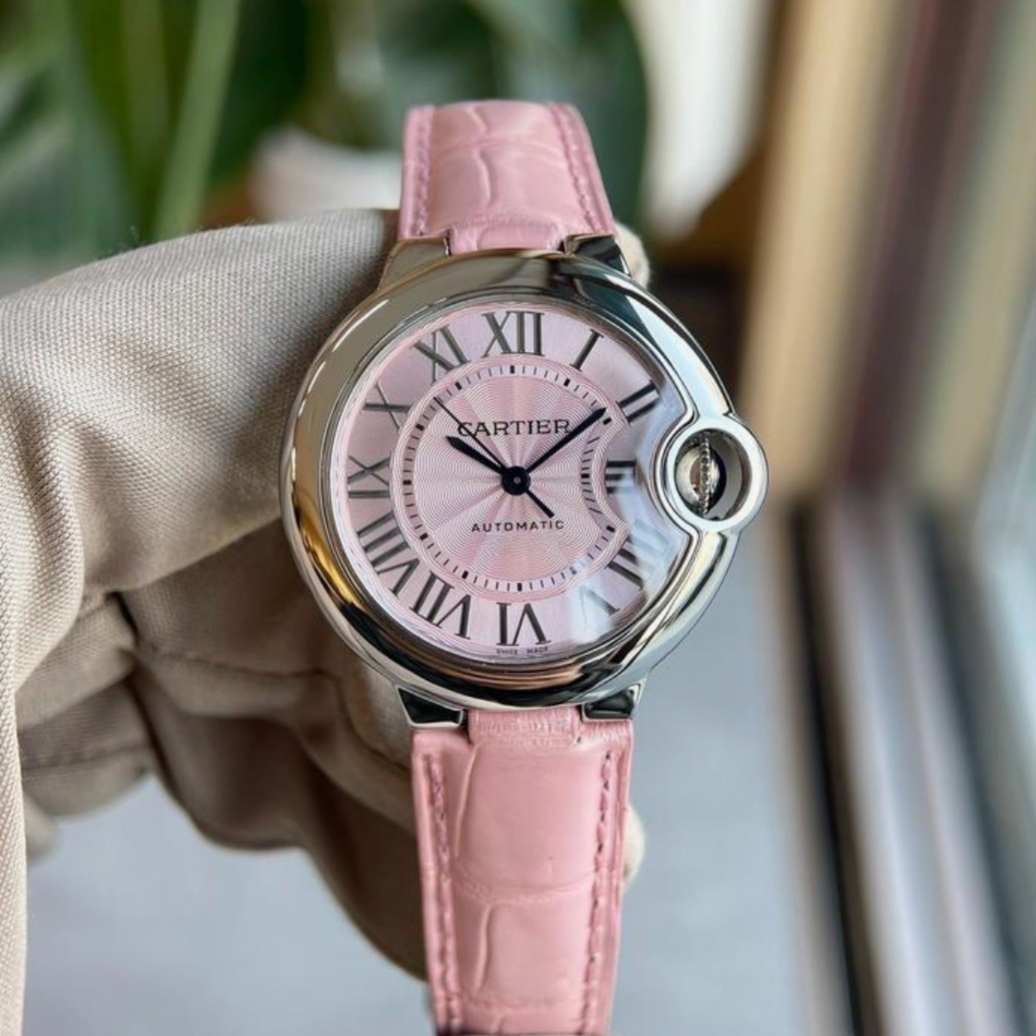 Leather Strap - For Cartier Ballon Bleu - Pink - Helvetus