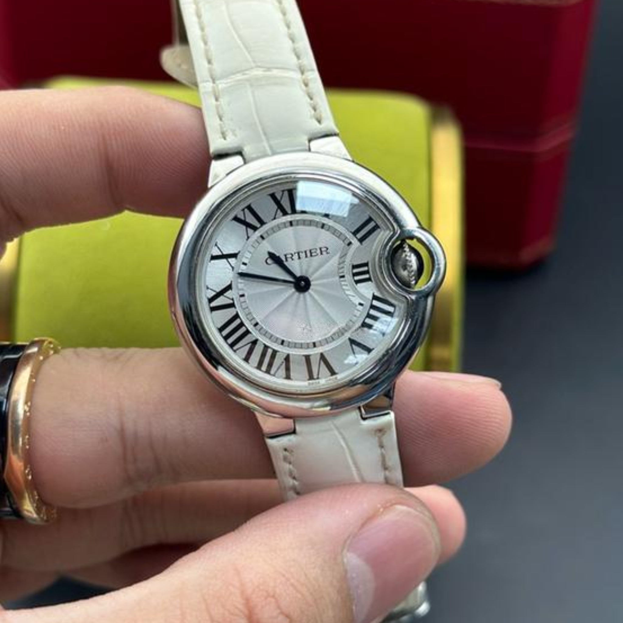 Leather Strap - For Cartier Ballon Bleu - White - Helvetus