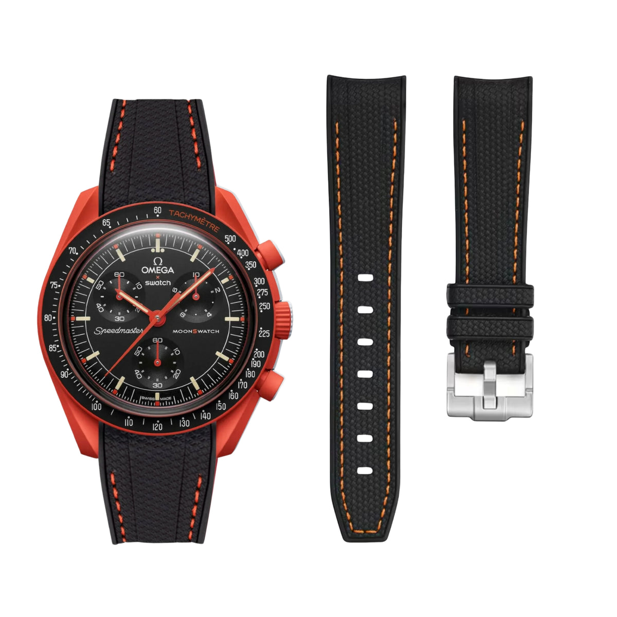 Strap for Mission on Earth Lava in Black w/Red - Helvetus 