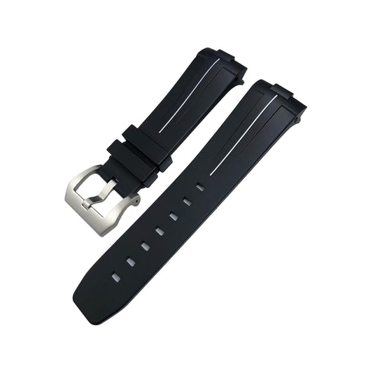 Rubber Curved Strap - For Panerai Luminor 44mm - Black w/White - Helvetus