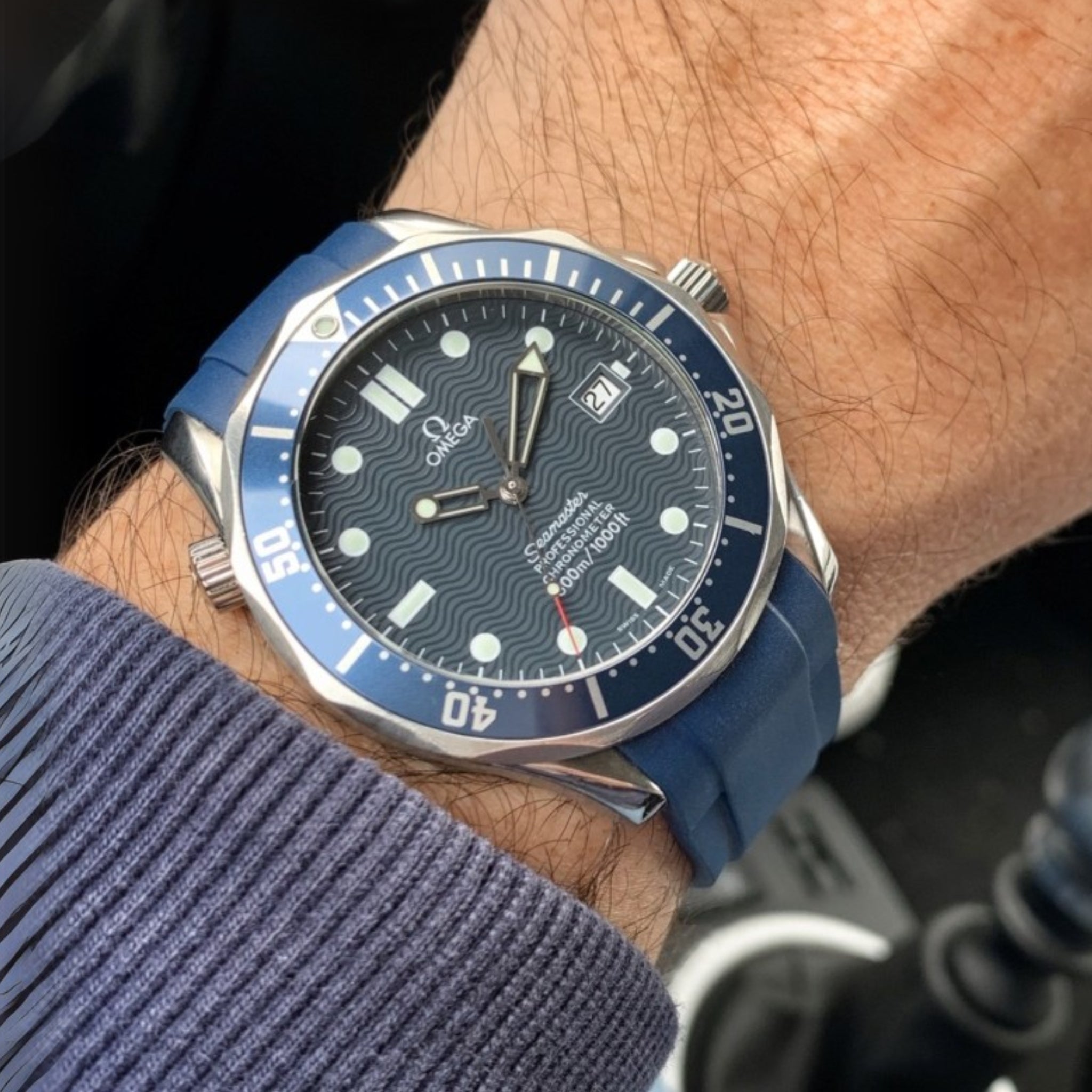 Rubber Strap - For Omega Seamaster 300 - Navy Blue - Helvetus