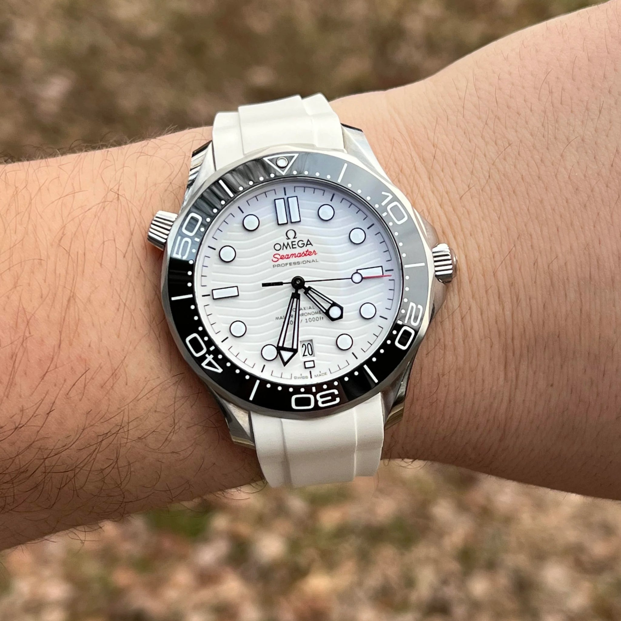 Rubber Strap - For Omega Seamaster 300 - White - Helvetus