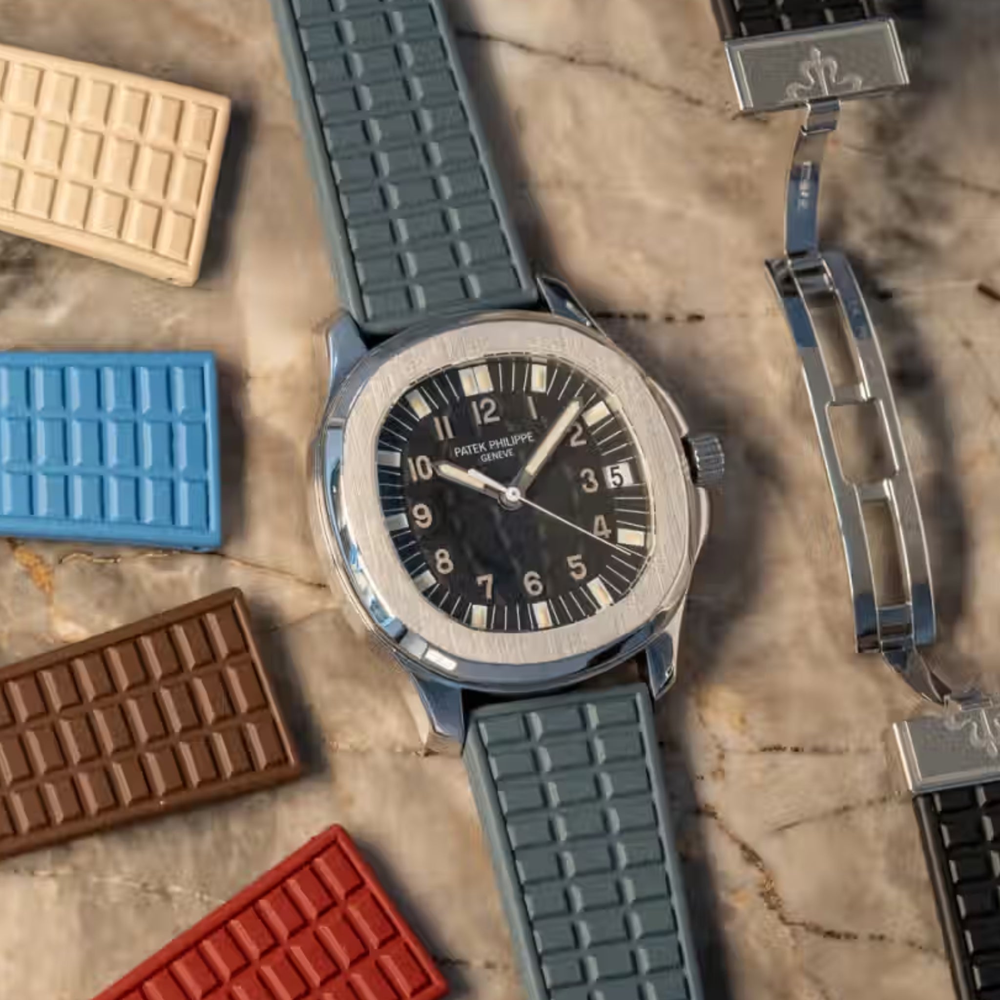 Rubber Strap - For Patek Philippe Aquanaut 5067A - 001, 5065, 5066, 5064 - Grey - Helvetus