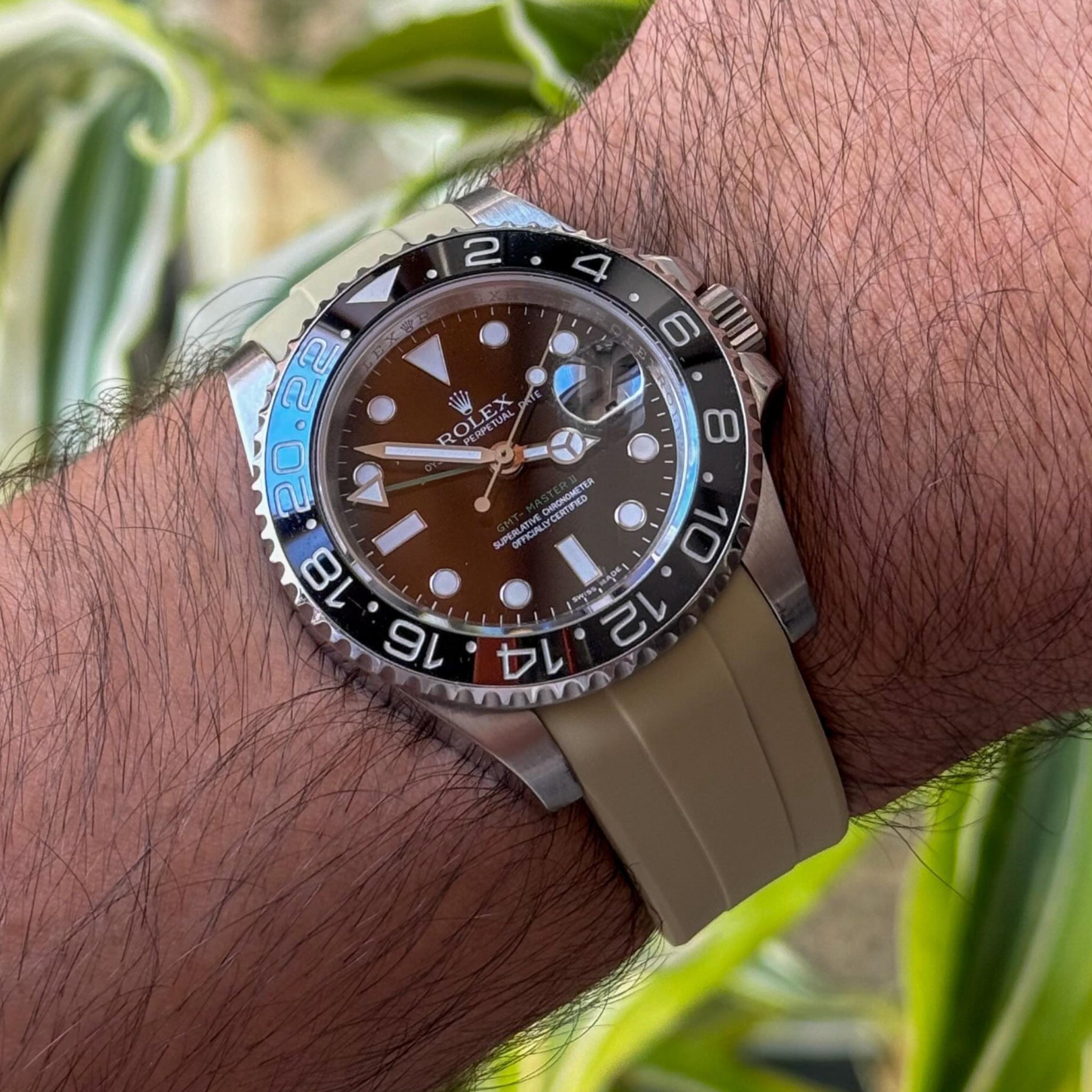 Deployant Rubber Strap - For Rolex GMT-Master II - Beige