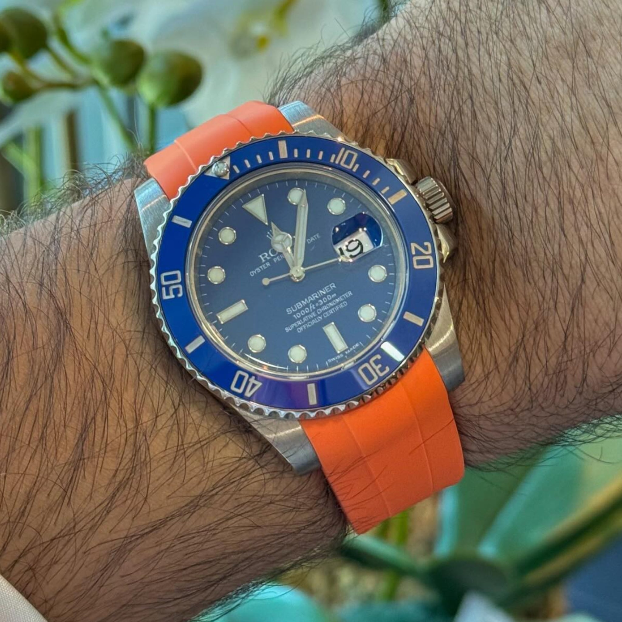 Deployant Rubber Strap - For Rolex Submariner - Orange - Helvetus