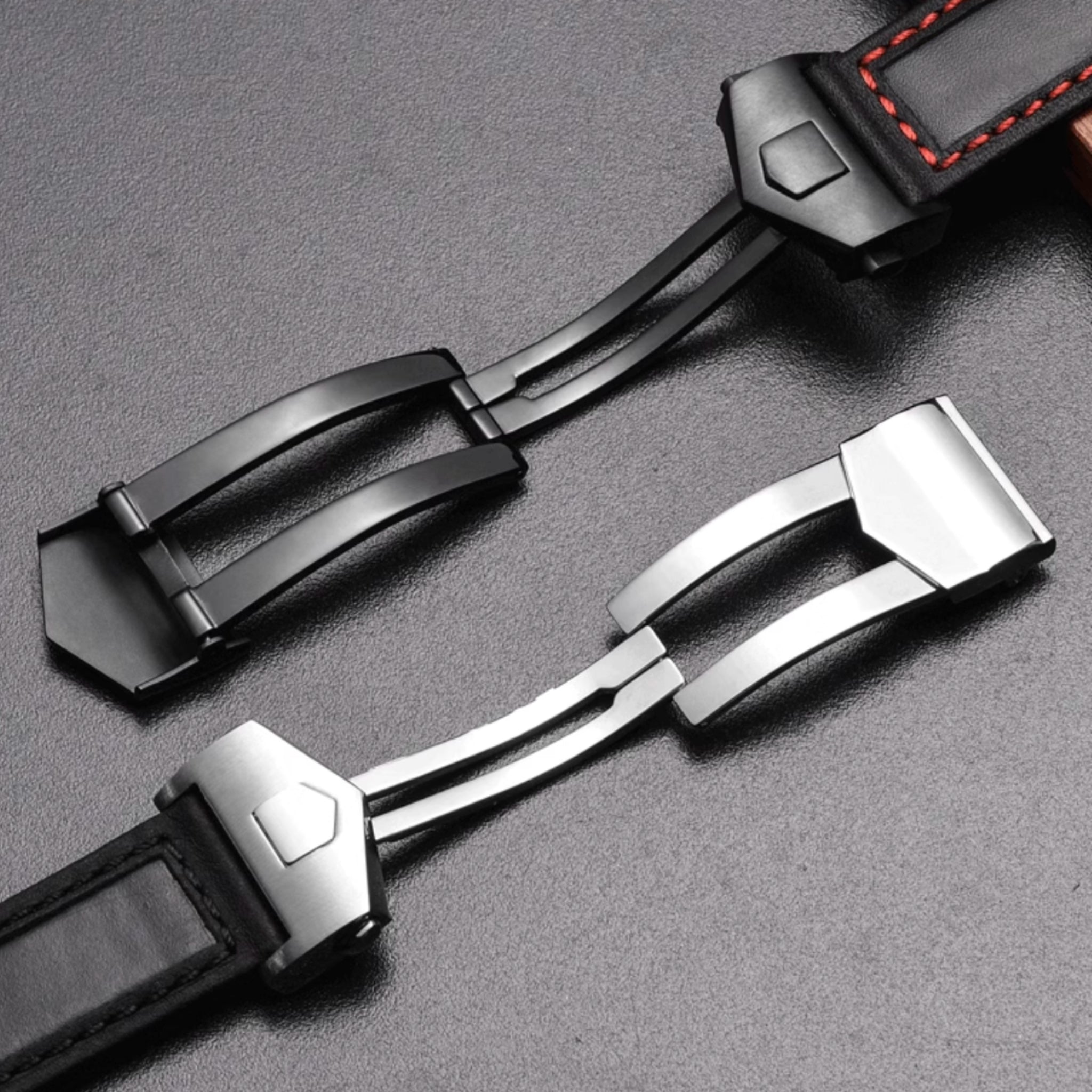 Leather Strap - For Tag Heuer Carrera - Black/Red - Helvetus
