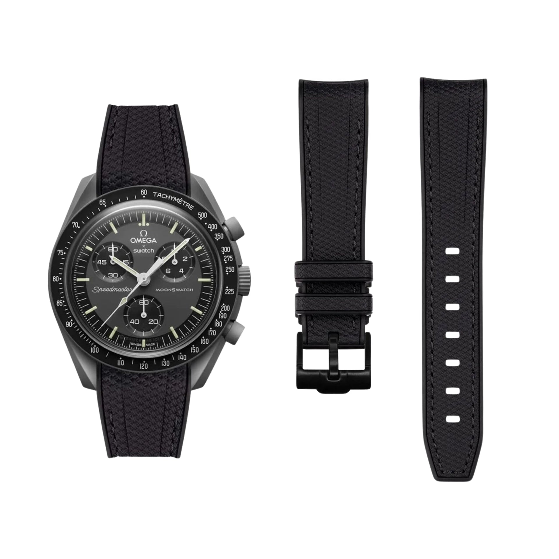 Strap for Mission to the Moonphase - New Moon/Snoopy - Black w 