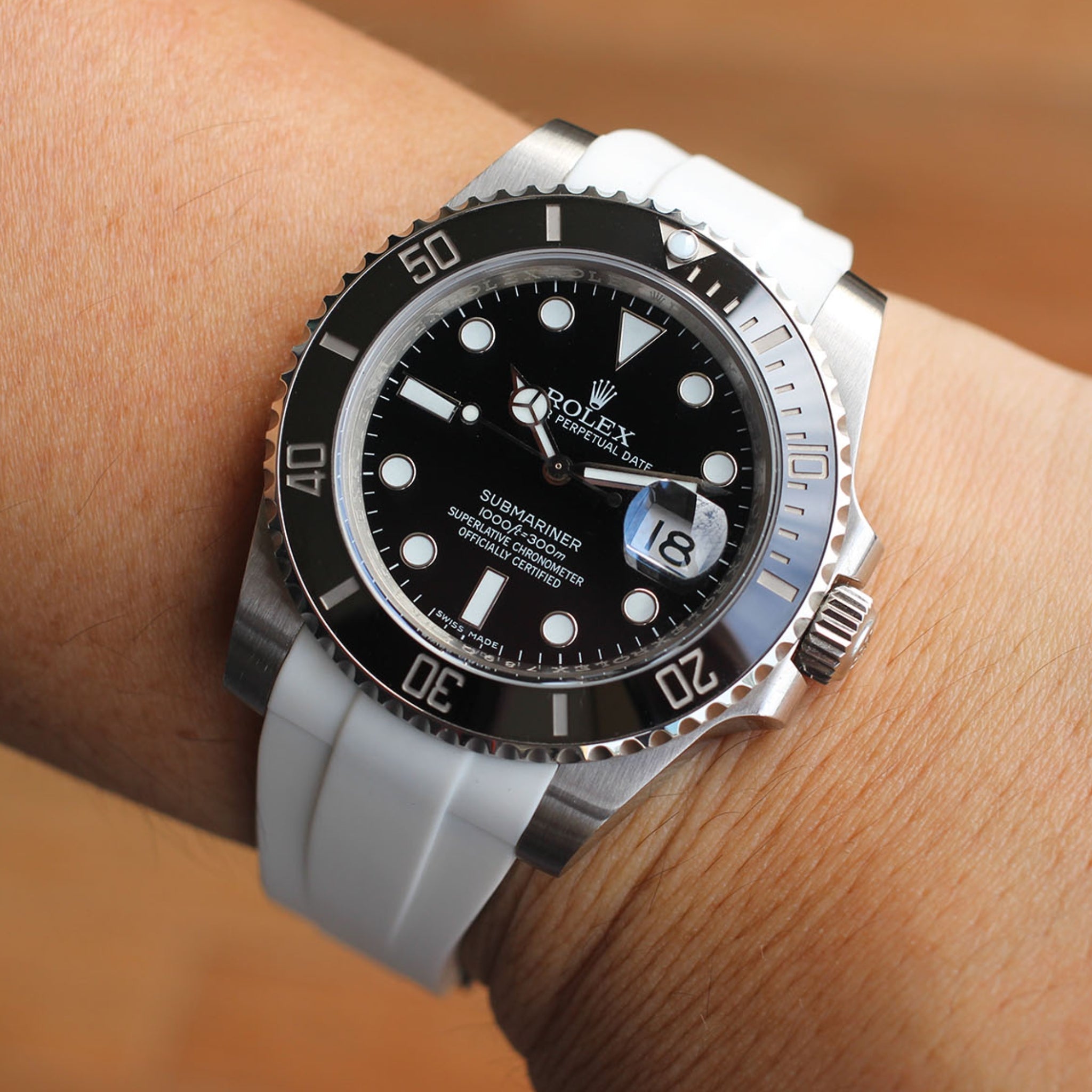 Rubber Strap - For Rolex Submariner - White - Helvetus