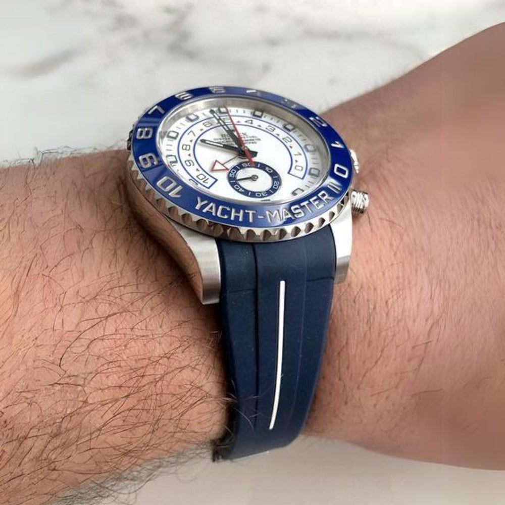 Bracelet Deployant Caoutchouc Rolex Yacht Master Ii Bleu Marine