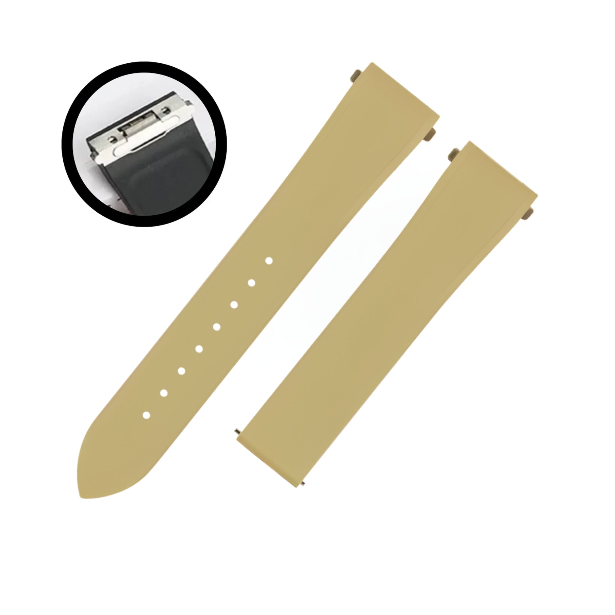 Rubber Strap - For Santos de Cartier Medium - Beige - Quick Switch/Release - Helvetus