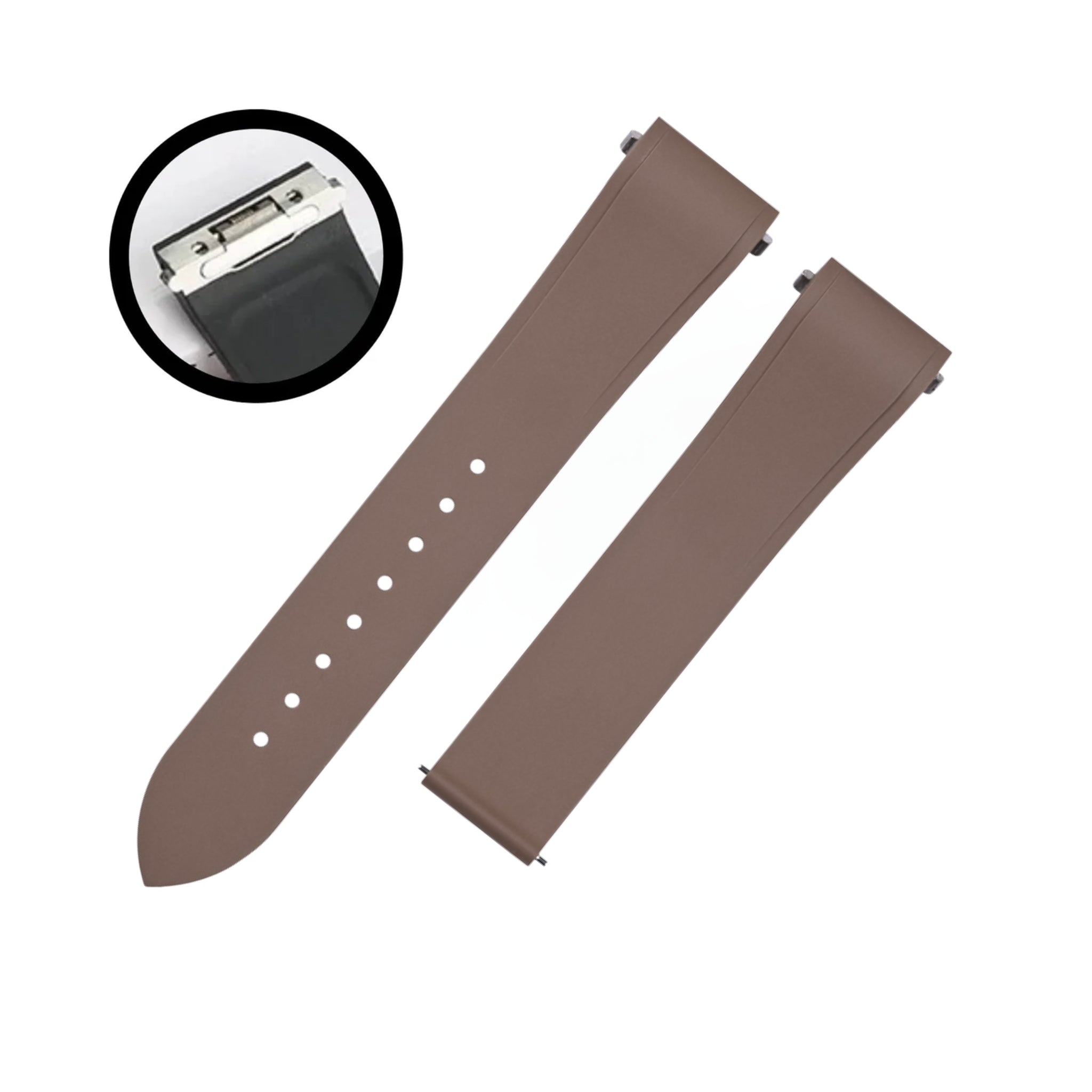 Rubber Strap - For Santos de Cartier Medium - Brown - Quick Switch/Release - Helvetus