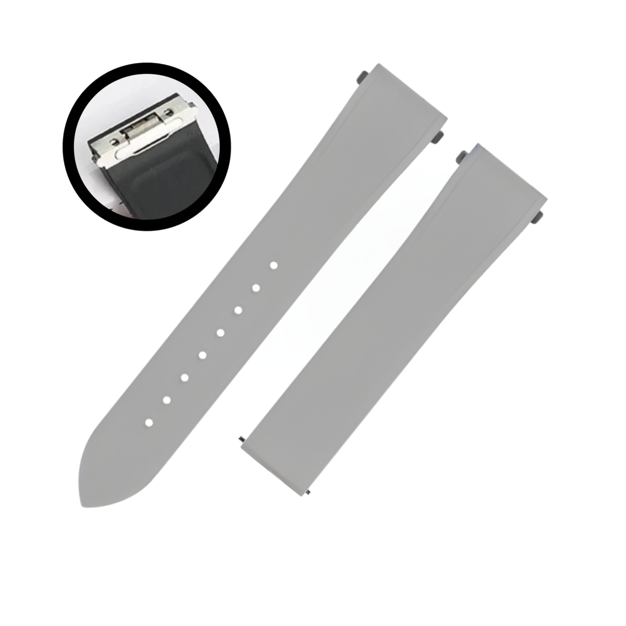 Rubber Strap - For Santos de Cartier Medium - Grey - Quick Switch/Release - Helvetus