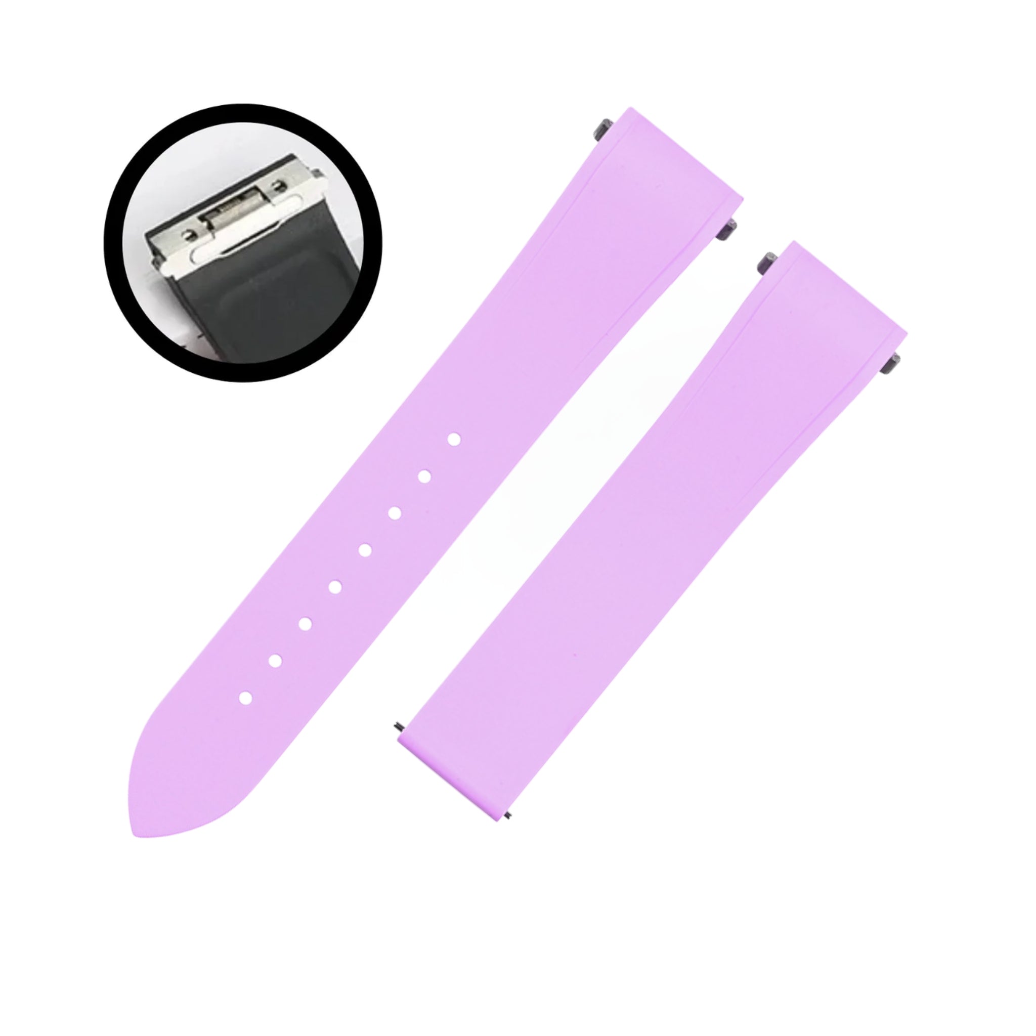 Rubber Strap - For Santos de Cartier Medium - Pink - Quick Switch/Release - Helvetus