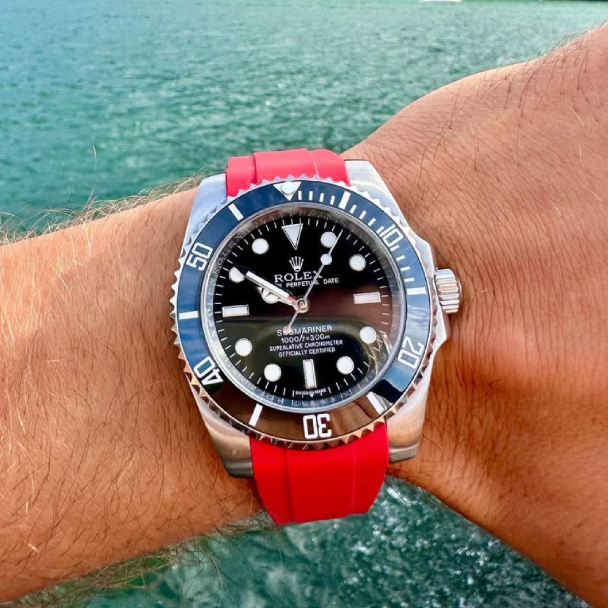 Deployant Rubber Strap - For Rolex Submariner - Red